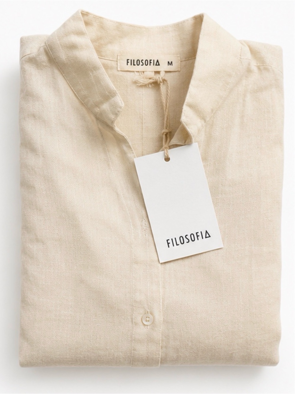 Filosofia 100% Linen Shirt Dress Natural Medium NWT Made in USA
